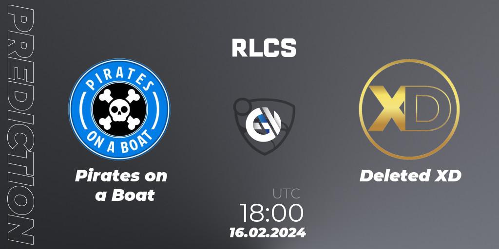 Pirates on a Boat vs Deleted XD: Match Prediction. 16.02.2024 at 18:00, Rocket League, RLCS 2024 - Major 1: North America Open Qualifier 2