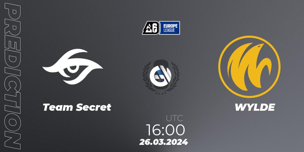 Team Secret vs WYLDE: Match Prediction. 26.03.24, Rainbow Six, Europe League 2024 - Stage 1