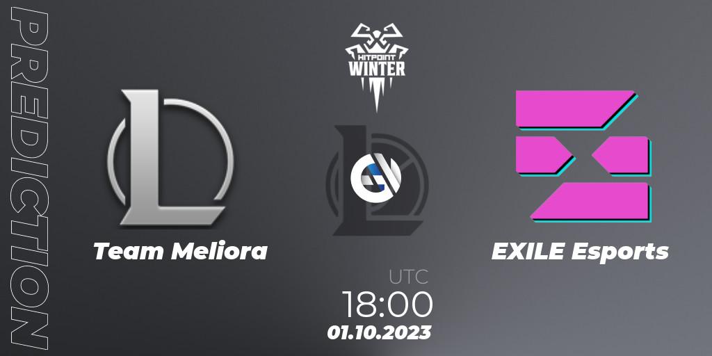 Team Meliora vs EXILE Esports: Match Prediction. 01.10.23, LoL, Hitpoint Masters Winter 2023 - Group Stage