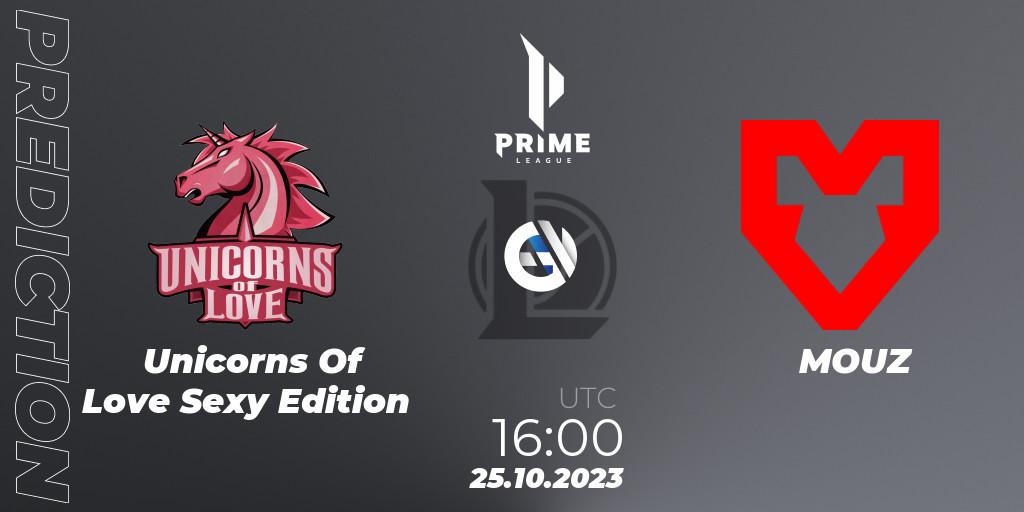 Unicorns Of Love Sexy Edition vs MOUZ: Match Prediction. 25.10.23, LoL, Prime League Pokal 2023