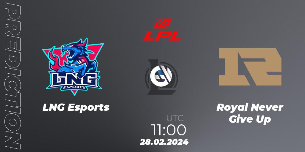 LNG Esports vs Royal Never Give Up: Match Prediction. 28.02.24, LoL, LPL Spring 2024 - Group Stage