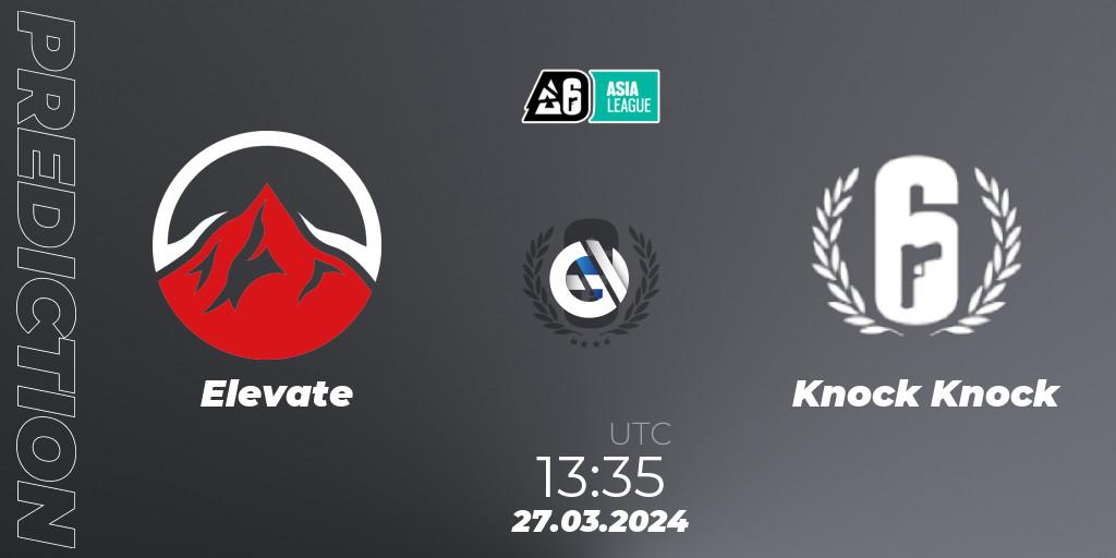 Elevate vs Knock Knock: Match Prediction. 27.03.2024 at 13:35, Rainbow Six, Asia League 2024 - Stage 1
