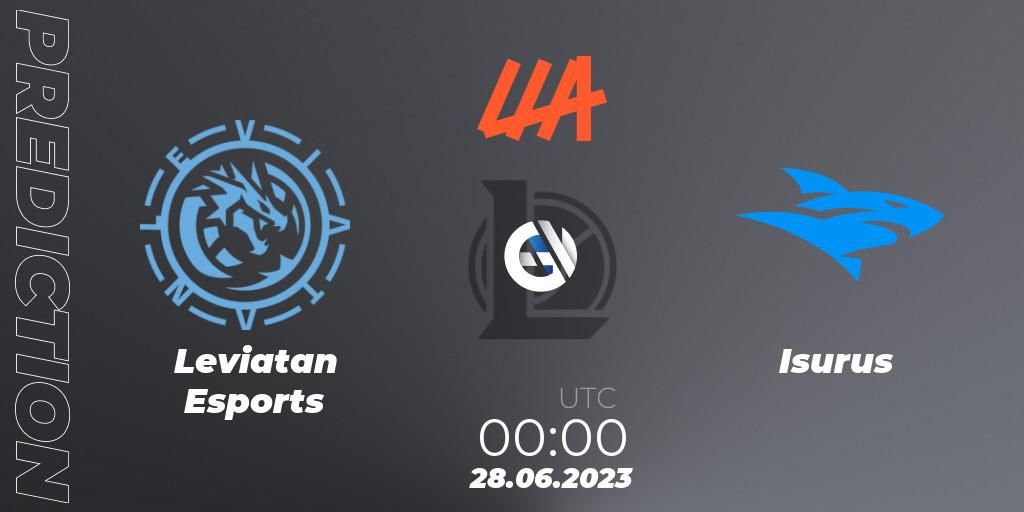 Leviatan Esports vs Isurus: Match Prediction. 28.06.2023 at 00:00, LoL, LLA Closing 2023 - Group Stage