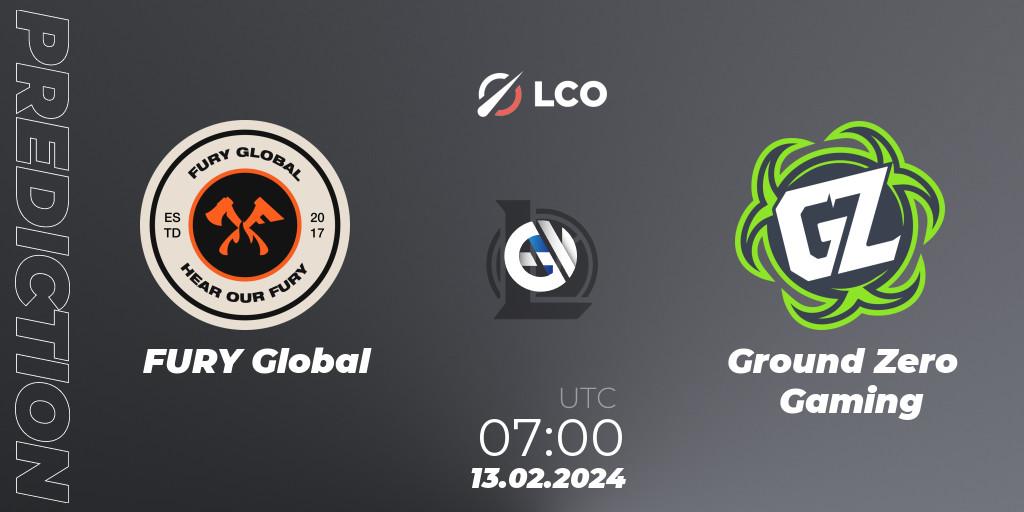 FURY Global vs Ground Zero Gaming: Match Prediction. 13.02.24, LoL, LCO Split 1 2024 - Group Stage