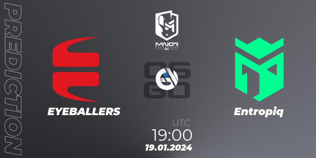 EYEBALLERS vs Entropiq: Match Prediction. 19.01.2024 at 19:00, Counter-Strike (CS2), PGL CS2 Major Copenhagen 2024: European Qualifier B