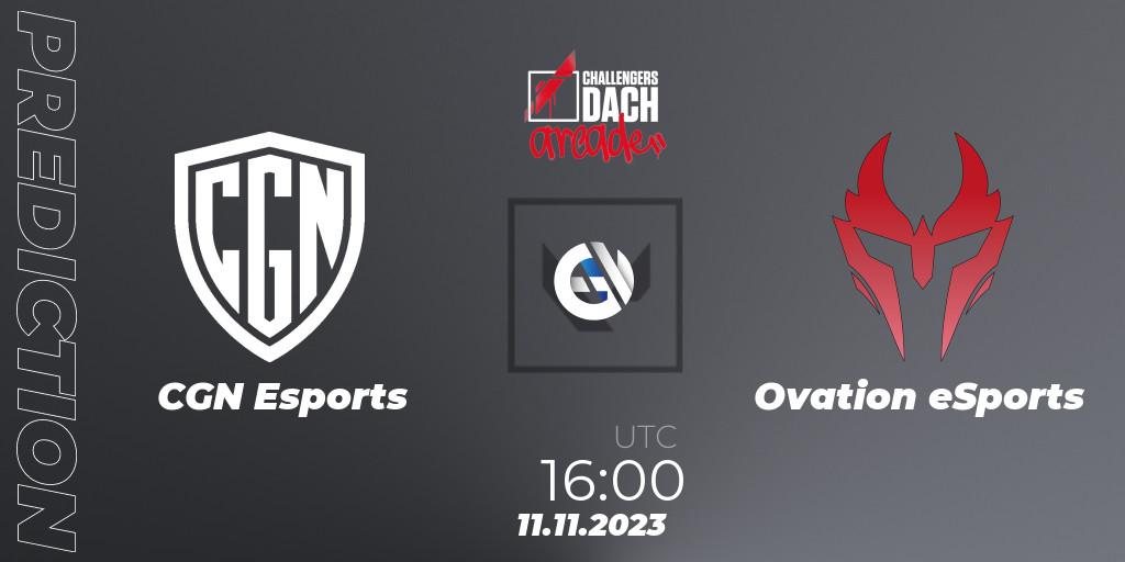 CGN Esports vs Ovation eSports: Match Prediction. 11.11.2023 at 16:00, VALORANT, VALORANT Challengers 2023 DACH: Arcade