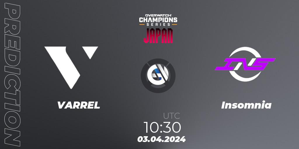 VARREL vs Insomnia: Match Prediction. 03.04.2024 at 10:30, Overwatch, Overwatch Champions Series 2024 - Stage 1 Japan