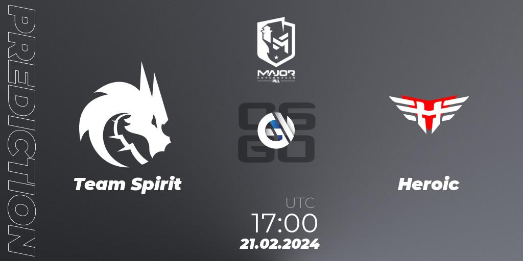 Team Spirit vs Heroic: Match Prediction. 21.02.24, CS2 (CS:GO), PGL CS2 Major Copenhagen 2024: European RMR B