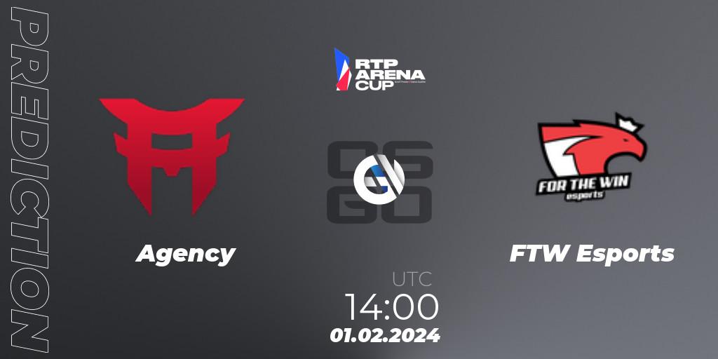 Agency vs FTW Esports: Match Prediction. 01.02.2024 at 14:00, Counter-Strike (CS2), RTP Arena Cup 2024