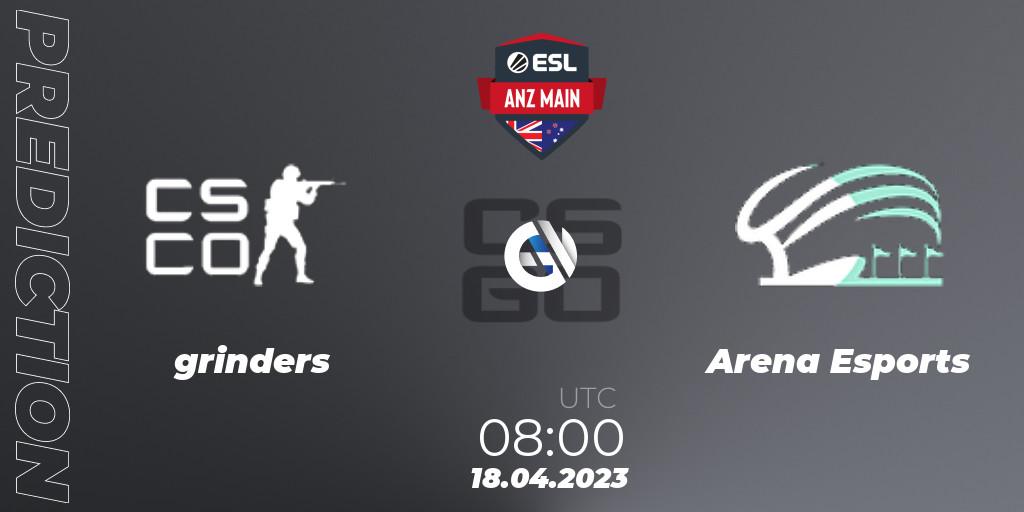grinders vs Arena Esports: Match Prediction. 18.04.2023 at 08:00, Counter-Strike (CS2), ESL ANZ Main Season 16