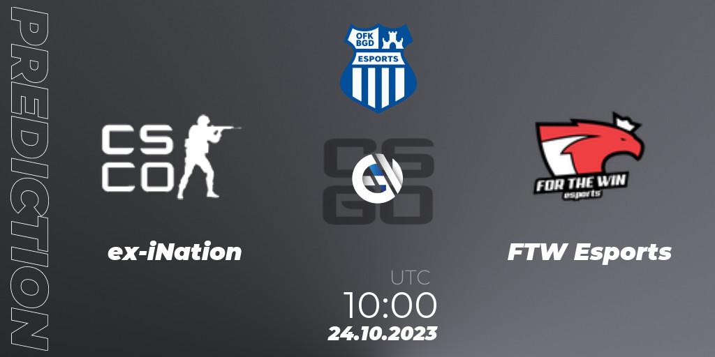 ex-iNation vs FTW Esports: Match Prediction. 26.10.23, CS2 (CS:GO), OFK BGD Esports Series #1