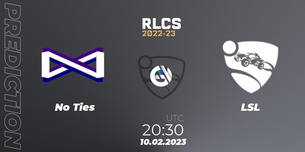 No Ties vs LSL: Match Prediction. 10.02.23, Rocket League, RLCS 2022-23 - Winter: South America Regional 2 - Winter Cup