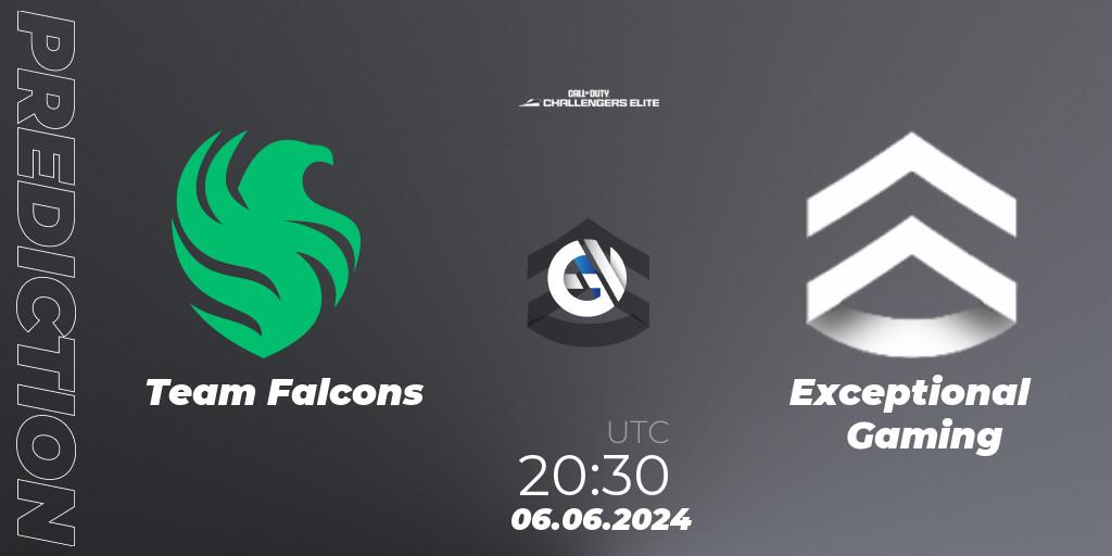 Team Falcons vs Exceptional Gaming: Match Prediction. 06.06.2024 at 19:30, Call of Duty, Call of Duty Challengers 2024 - Elite 3: EU