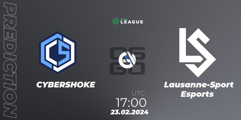 CYBERSHOKE vs Lausanne-Sport Esports: Match Prediction. 23.02.2024 at 17:00, Counter-Strike (CS2), ESEA Season 48: Advanced Division - Europe