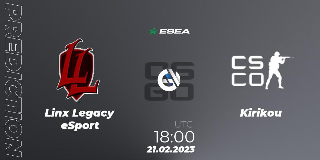 Linx Legacy eSport vs Kirikou: Match Prediction. 26.02.2023 at 19:30, Counter-Strike (CS2), ESEA Season 44: Advanced Division - Europe