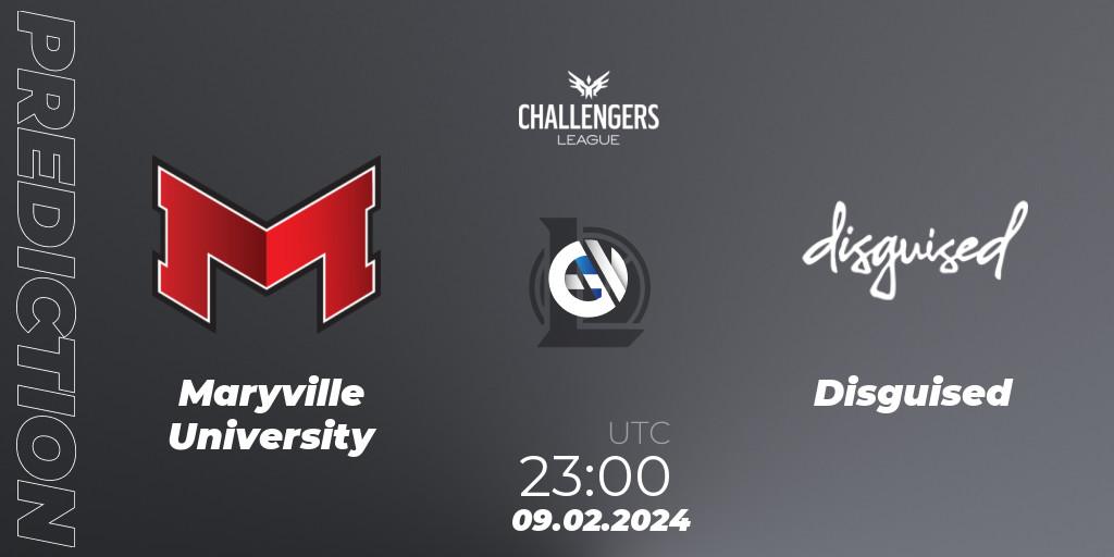 Maryville University vs Disguised: Match Prediction. 09.02.2024 at 23:00, LoL, NACL 2024 Spring - Group Stage
