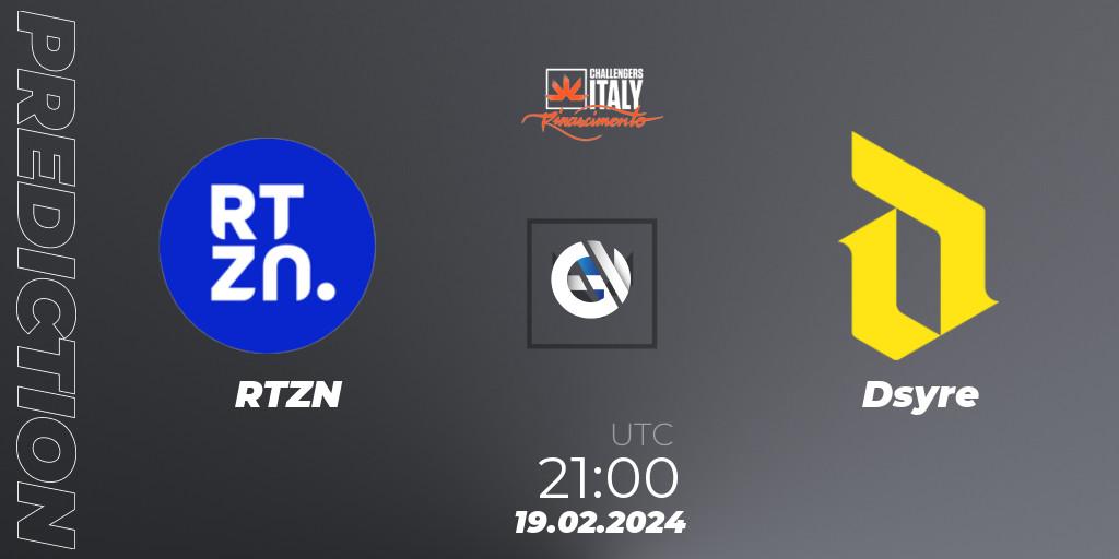 RTZN vs Dsyre: Match Prediction. 19.02.24, VALORANT, VALORANT Challengers 2024 Italy: Rinascimento Split 1