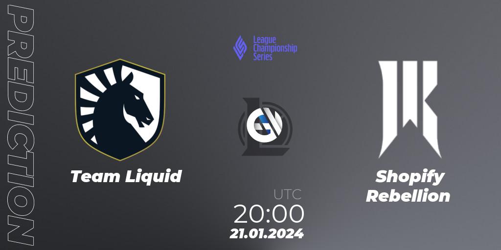 Team Liquid vs Shopify Rebellion: Match Prediction. 21.01.24, LoL, LCS Spring 2024 - Group Stage