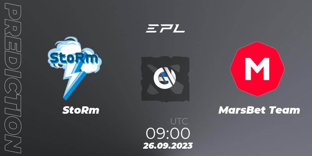 StoRm vs MarsBet Team: Match Prediction. 26.09.23, Dota 2, European Pro League Season 12