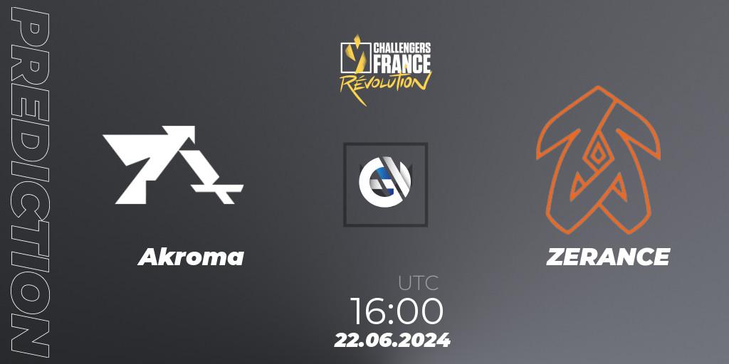 Akroma vs ZERANCE: Match Prediction. 22.06.2024 at 16:00, VALORANT, VALORANT Challengers 2024 France: Revolution Split 2