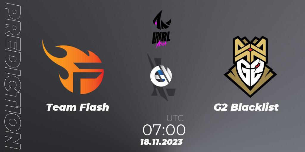 Team Flash vs G2 Blacklist: Match Prediction. 18.11.2023 at 07:00, Wild Rift, WRL Asia 2023 - Season 2 - Regular Season
