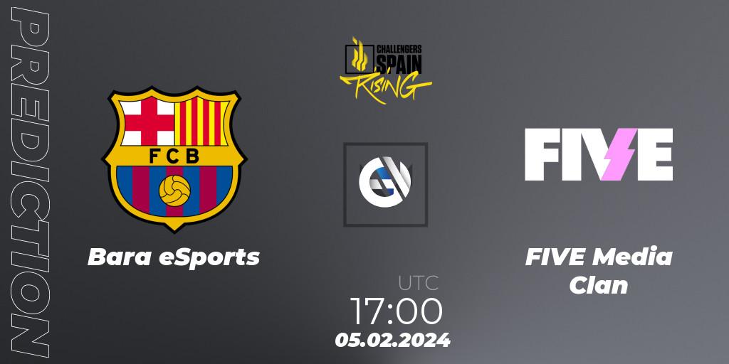 Barça eSports vs FIVE Media Clan: Match Prediction. 05.02.2024 at 18:00, VALORANT, VALORANT Challengers 2024 Spain: Rising Split 1