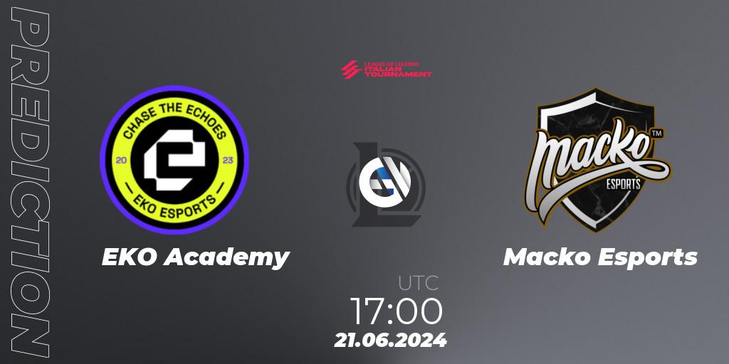 EKO Academy vs Macko Esports: Match Prediction. 21.06.2024 at 17:00, LoL, LoL Italian Tournament Summer 2024