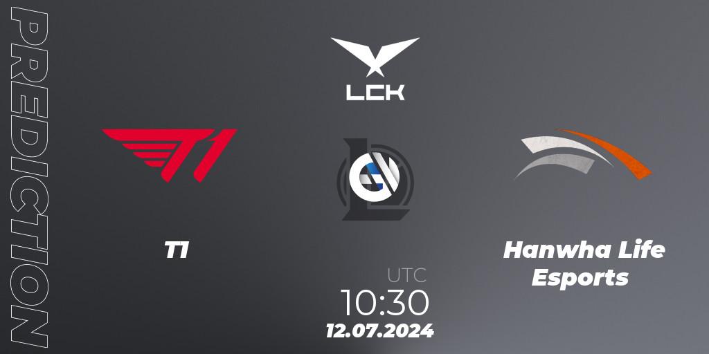 T1 vs Hanwha Life Esports: Match Prediction. 12.07.2024 at 10:30, LoL, LCK Summer 2024 Group Stage