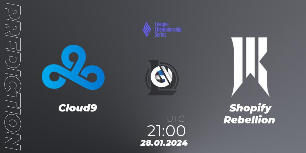 Cloud9 vs Shopify Rebellion: Match Prediction. 28.01.24, LoL, LCS Spring 2024 - Group Stage