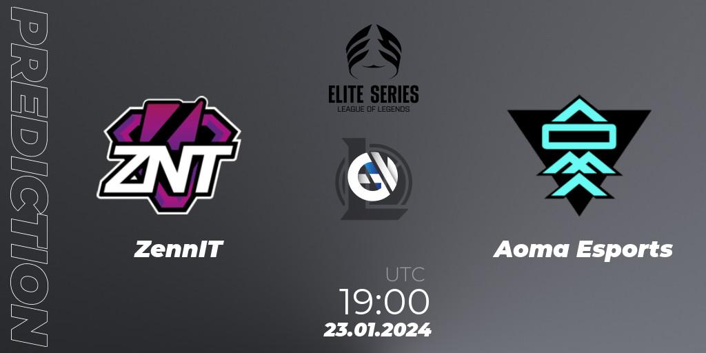 ZennIT vs Aoma Esports: Match Prediction. 23.01.2024 at 19:00, LoL, Elite Series Spring 2024
