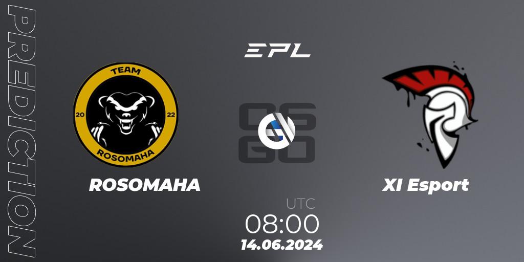 ROSOMAHA vs XI Esport: Match Prediction. 14.06.2024 at 08:00, Counter-Strike (CS2), European Pro League Season 18: Division 2