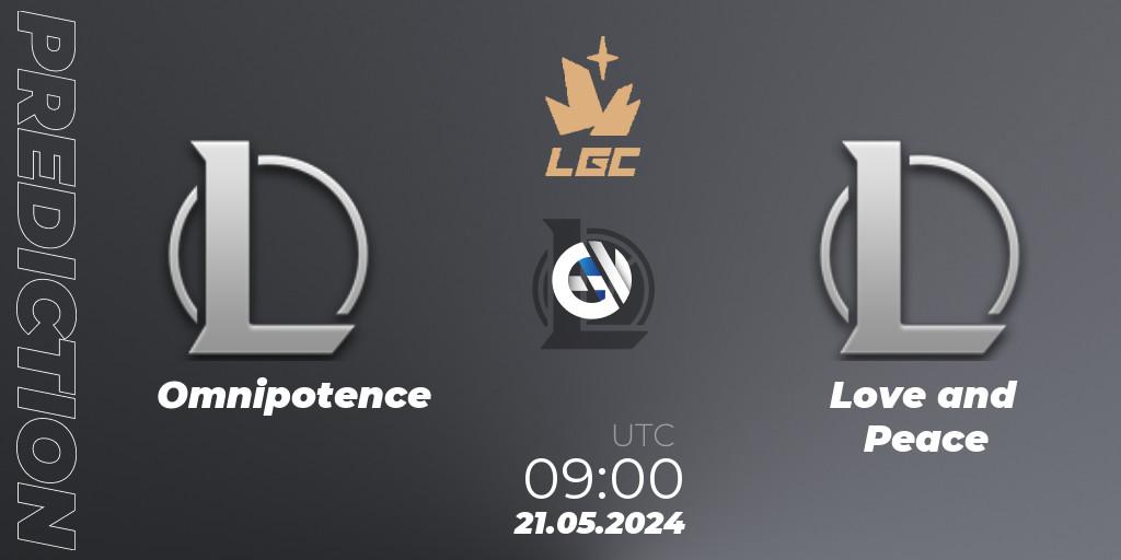 Omnipotence vs Love and Peace: Match Prediction. 21.05.2024 at 09:00, LoL, Legend Cup 2024