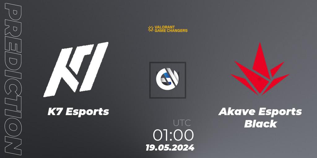 K7 Esports vs Akave Esports Black: Match Prediction. 19.05.2024 at 01:15, VALORANT, VCT 2024: Game Changers LAN - Opening