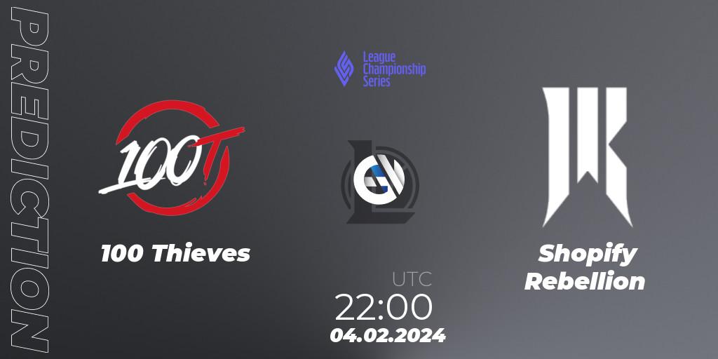 100 Thieves vs Shopify Rebellion: Match Prediction. 04.02.24, LoL, LCS Spring 2024 - Group Stage
