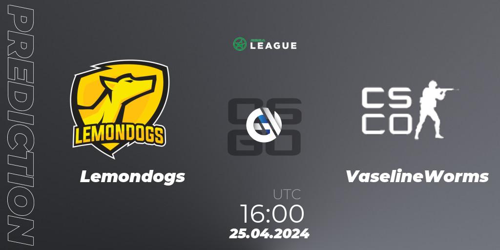 Lemondogs vs VaselineWorms: Match Prediction. 25.04.2024 at 16:00, Counter-Strike (CS2), ESEA Season 49: Advanced Division - Europe