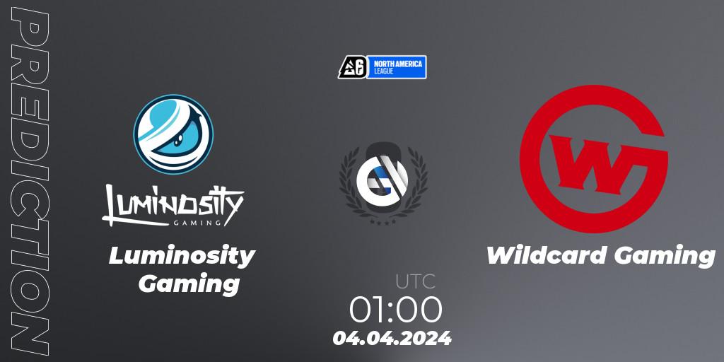 Luminosity Gaming vs Wildcard Gaming: Match Prediction. 03.04.2024 at 23:00, Rainbow Six, North America League 2024 - Stage 1