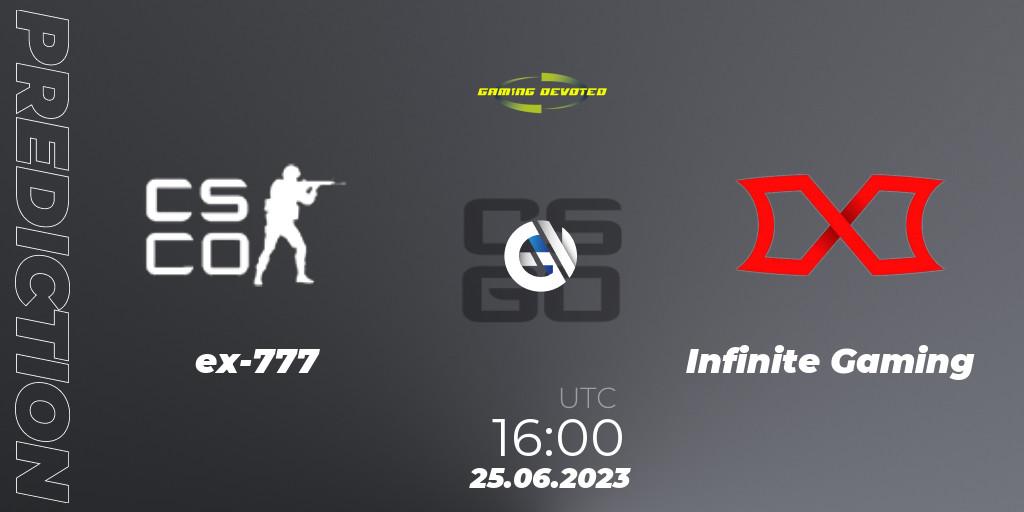 ex-777 vs Infinite Gaming: Match Prediction. 25.06.23, CS2 (CS:GO), Gaming Devoted Become The Best: Series #2