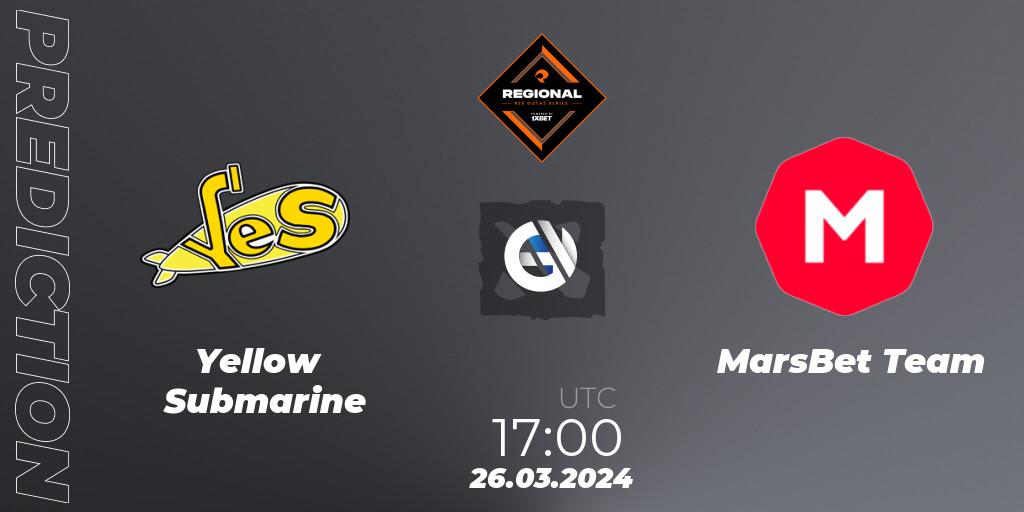 Yellow Submarine vs MarsBet Team: Match Prediction. 26.03.2024 at 18:00, Dota 2, RES Regional Series: EU #1