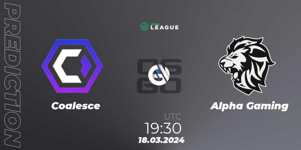 Coalesce vs Alpha Gaming: Match Prediction. 18.03.24, CS2 (CS:GO), ESEA Season 48: Main Division - Europe