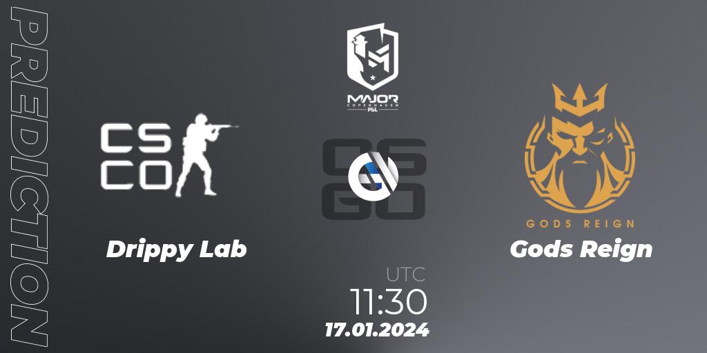 Drippy Lab vs Gods Reign: Match Prediction. 17.01.2024 at 11:35, Counter-Strike (CS2), PGL CS2 Major Copenhagen 2024 Asia RMR Open Qualifier