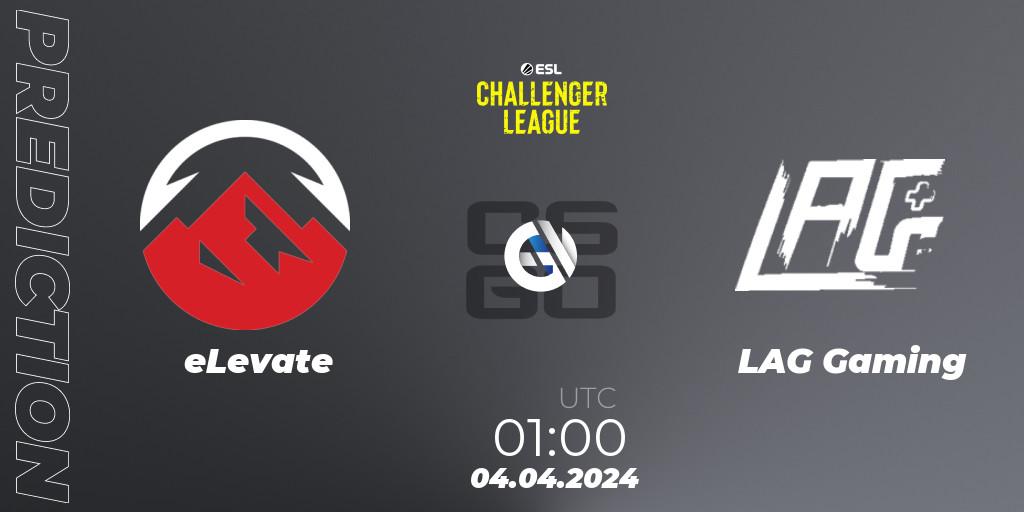 eLevate vs LAG Gaming: Match Prediction. 04.04.24, CS2 (CS:GO), ESL Challenger League Season 47: North America