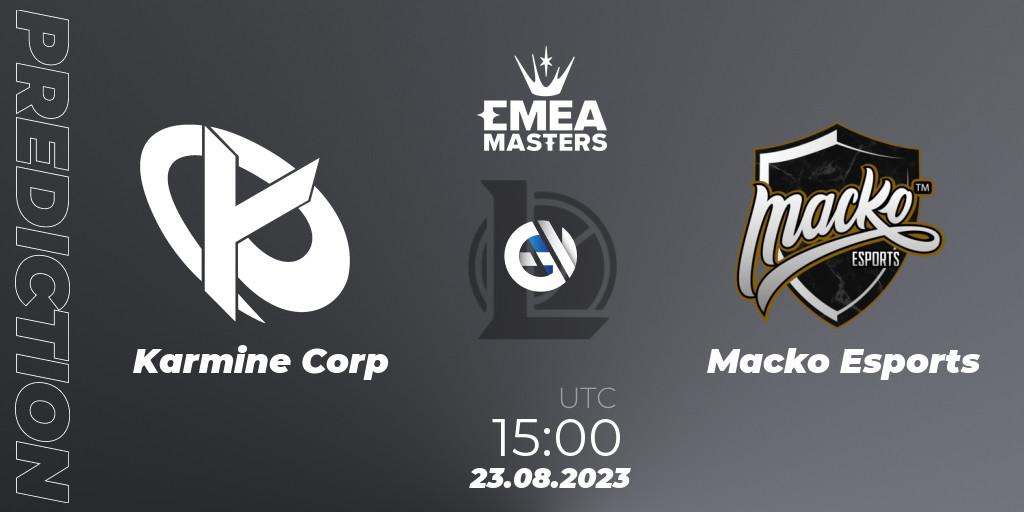 Karmine Corp vs Macko Esports: Match Prediction. 23.08.2023 at 15:00, LoL, EMEA Masters Summer 2023