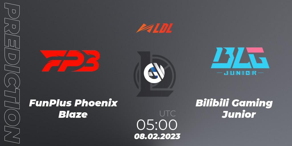 FunPlus Phoenix Blaze vs Bilibili Gaming Junior: Match Prediction. 08.02.2023 at 05:00, LoL, LDL 2023 - Swiss Stage