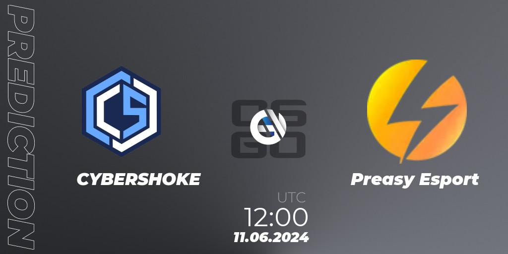 CYBERSHOKE vs Preasy Esport: Match Prediction. 11.06.2024 at 12:00, Counter-Strike (CS2), CCT Season 2 European Series #6 Play-In