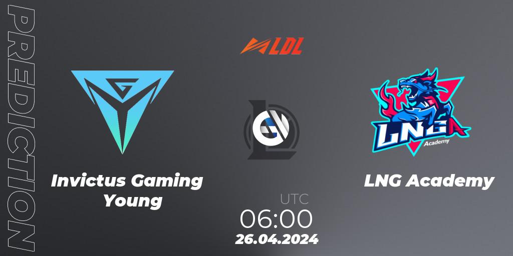 Invictus Gaming Young vs LNG Academy: Match Prediction. 26.04.2024 at 06:00, LoL, LDL 2024 - Stage 2