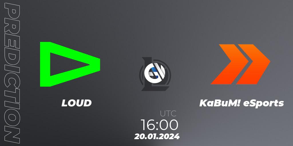 LOUD vs KaBuM! eSports: Match Prediction. 20.01.24, LoL, CBLOL Split 1 2024 - Group Stage