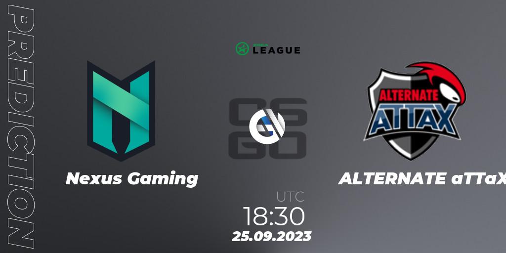 Nexus Gaming vs ALTERNATE aTTaX: Match Prediction. 25.09.2023 at 18:30, Counter-Strike (CS2), ESEA Advanced Season 46 Europe