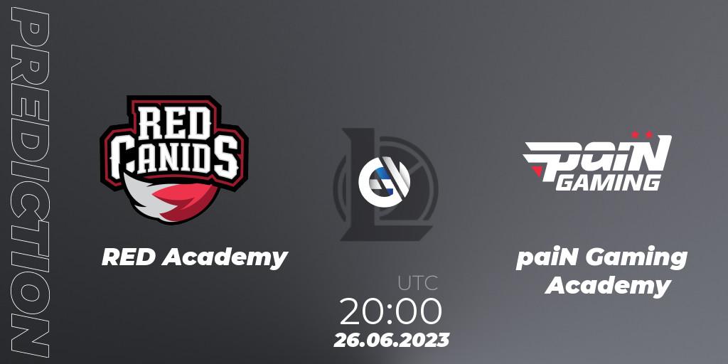 RED Academy vs paiN Gaming Academy: Match Prediction. 26.06.23, LoL, CBLOL Academy Split 2 2023 - Group Stage