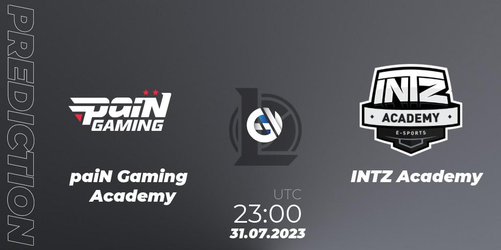 paiN Gaming Academy vs INTZ Academy: Match Prediction. 31.07.2023 at 23:00, LoL, CBLOL Academy Split 2 2023 - Group Stage