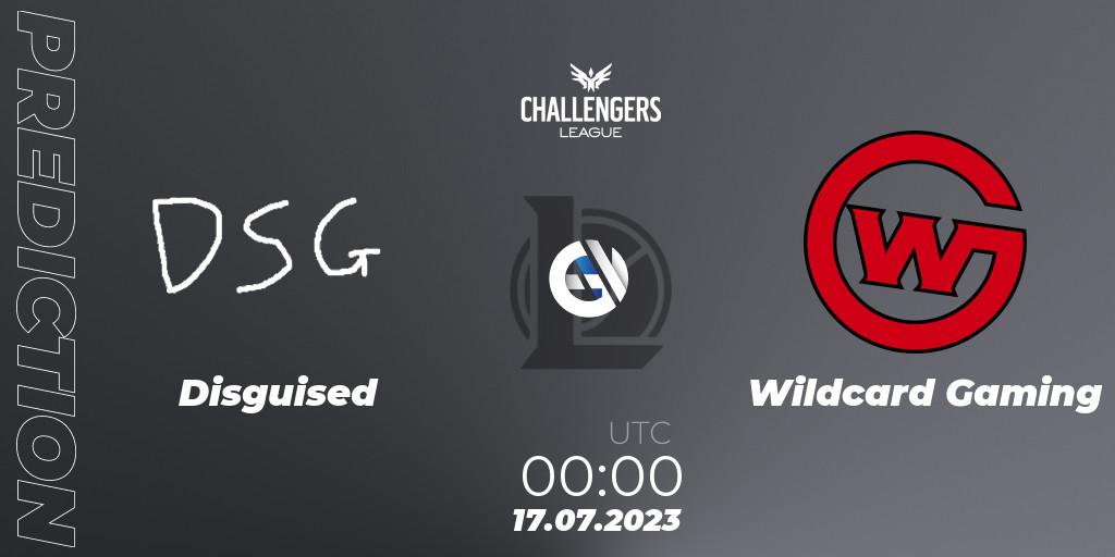 Disguised vs Wildcard Gaming: Match Prediction. 17.07.2023 at 00:00, LoL, North American Challengers League 2023 Summer - Group Stage